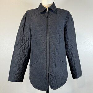 Casual Corner Womens Black Quilted Jacket Full Zip Long Sleeve Lined Size Medium